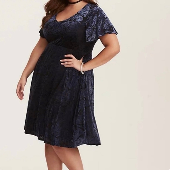 Torrid blue velor print dress size 4X plus size - Picture 1 of 11